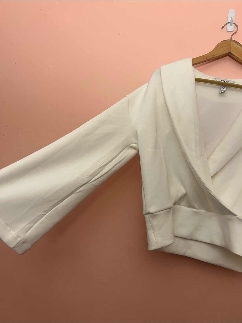 Spanx White AirEssentials Wrap Top Sweater Blouse Large - Picture 4 of 8
